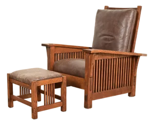 Stickley Mission Oak Arts & Crafts Reclining Morris Lounge Chair With Ottoman