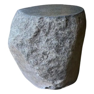 Solid River Stone Side Table From Java, Indonesia For Sale
