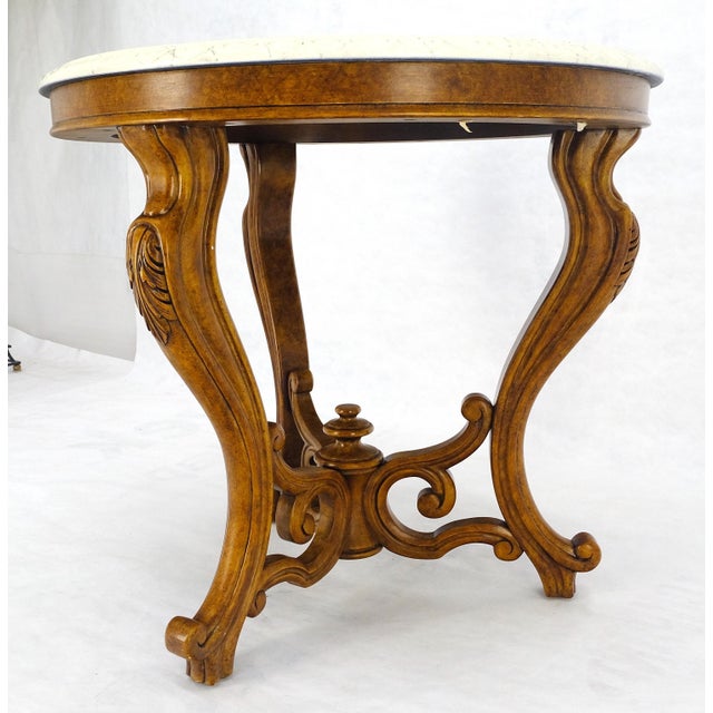 Mid 20th Century Fine Carved Wood Base Marble Top 31” Diameter Gueridon Center Table Widdicomb For Sale - Image 5 of 18