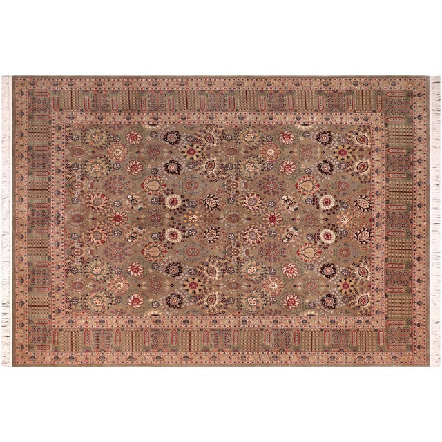 Green Elagant Floral 1990's Pak-Persian Green/Beige Wool Rug - 8'0'' X 10'3'' For Sale - Image 8 of 9