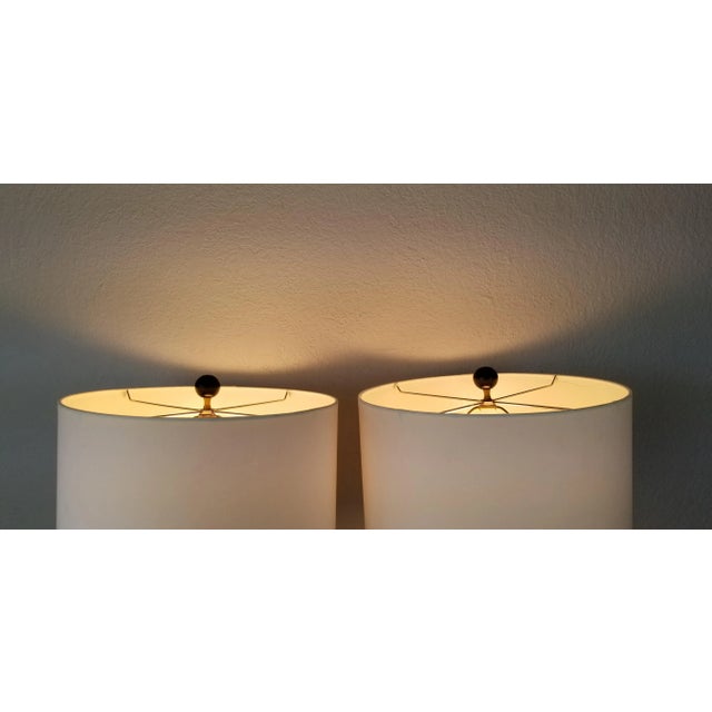 Black Vintage Japanese Hand Painted Pottery Table Lamps - a Pair For Sale - Image 8 of 12