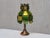 Brown Brutalist Italian Green Dalle De Verre Glass Table Lamp in Brass and Oak, 1970s For Sale - Image 8 of 12