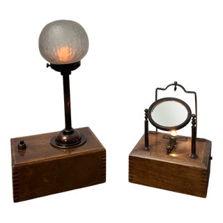 Vintage Industrial Optician's Magnifying Desk Lamps by Aubrey Franks of Manchester, Set of 2 For Sale