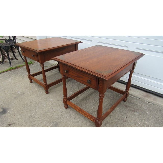 Item: Pair Hitchcock End Tables Details: Signed Hitchcock Great Designer Look/Quality Piece Farmhouse Style Beautiful Look...