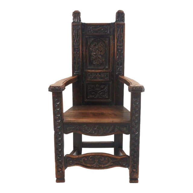 17th Century French Renaissance Oak Caquetoire For Sale