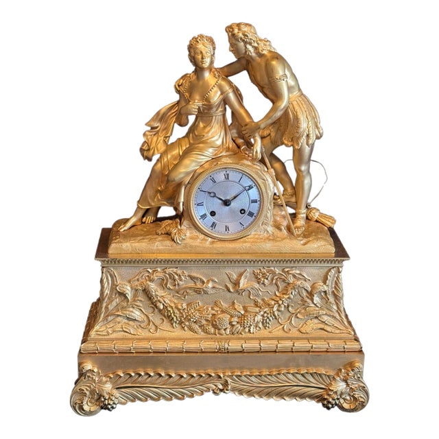 Clock 1830 French Louis Philippe Gold Ormolu Bronze Antique For Sale