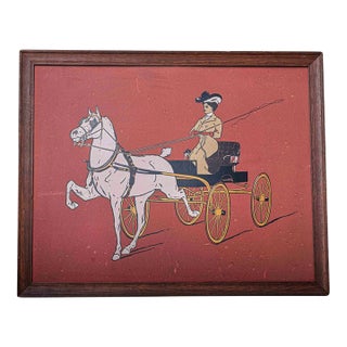 Circa 1900 “Carriage Drive” Equestrian Print, Bigelow & Jordan Boston Frame For Sale