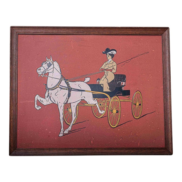 Circa 1900 “Carriage Drive” Equestrian Print, Bigelow & Jordan Boston Frame For Sale