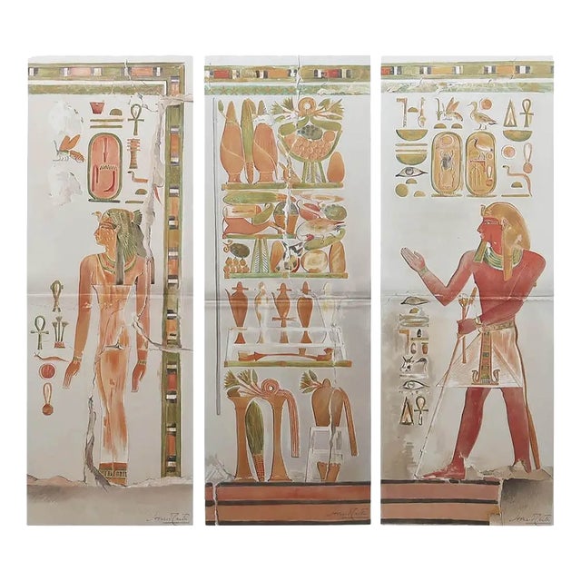 After Howard Carter, Ancient Egyptian Wall Decoration Illustrations, 1896, Lithographs, Set of 3 For Sale