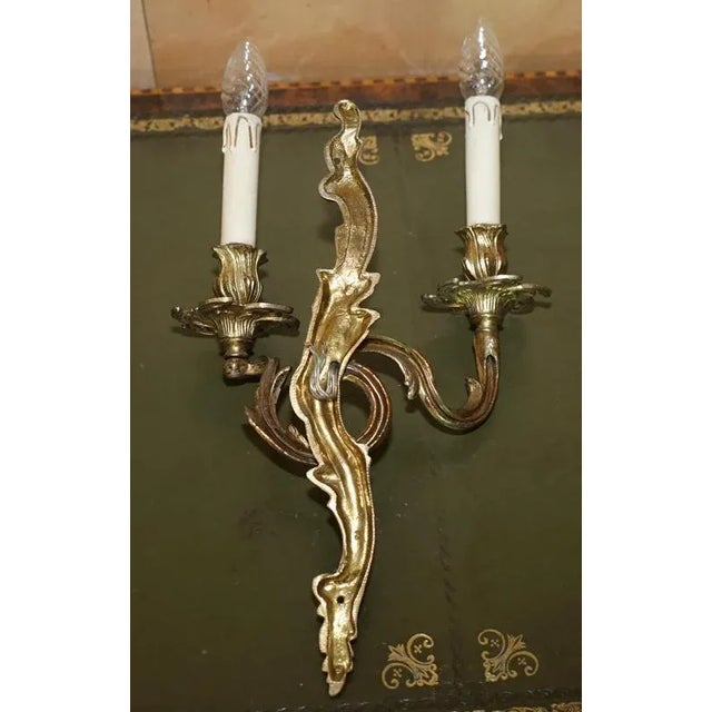 Large Vintage French Bronze Candle Wall Lights, 1920s, Set of 2 For Sale - Image 13 of 18