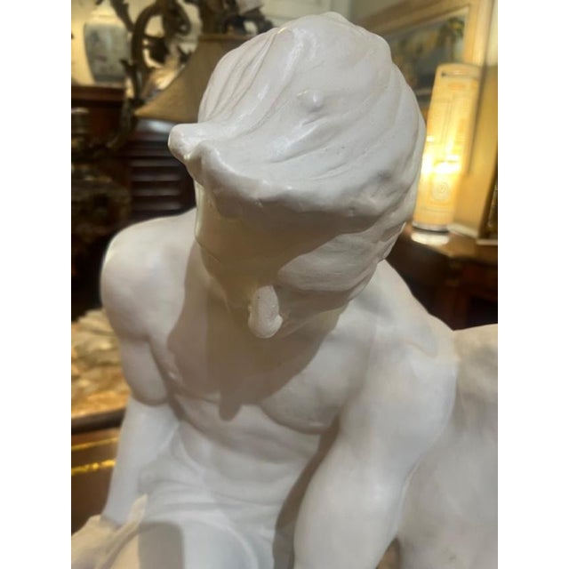 1970s 1970s Large Stone Nude Man Holding a Crystal Ball. For Sale - Image 5 of 8