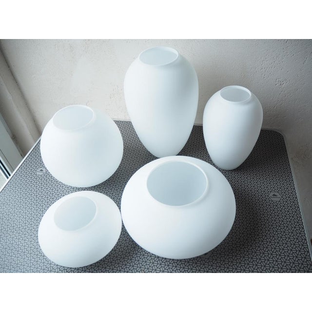 Mid-Century Opaline Glass Vases, Bohemia, 1960s, Set of 5 For Sale - Image 10 of 11