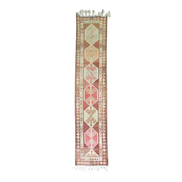 1940s Geometric Wool Turkish 12 Foot Runner - 2'8" x 12'2" For Sale