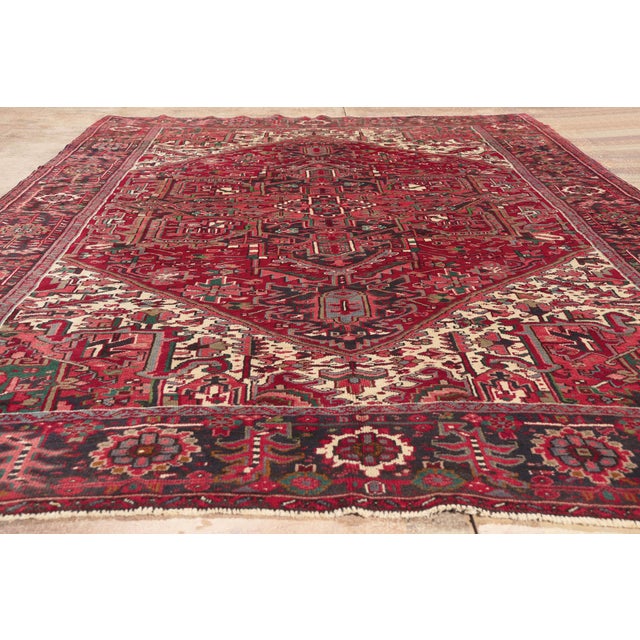Vintage Persian Heriz Rug, 07'08 X 11'06 For Sale - Image 9 of 10
