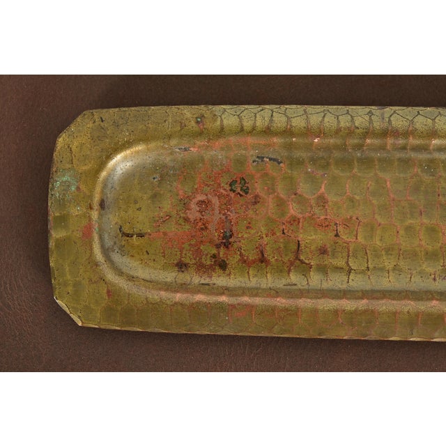 Roycroft Arts & Crafts Brass Finished Hammered Copper Pen Tray For Sale In South Bend - Image 6 of 11