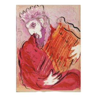 1956 Verve Boble Chagall Original Lithograph David a La Harpe For Sale