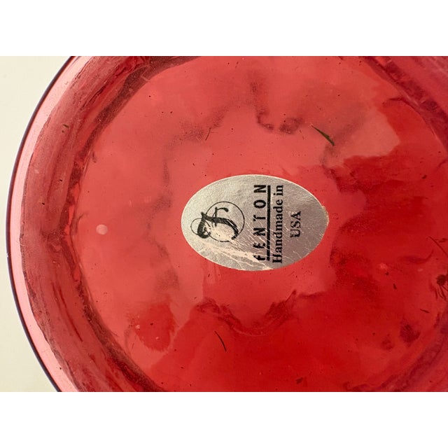 Fenton Art Glass Company 1980s Hollywood Regency Fenton Poppy Glass Bowl on Brass Stand For Sale - Image 4 of 4