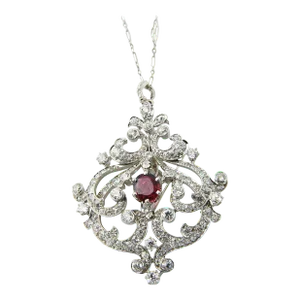 Black Starr and Frost Belle Epoque Spinel Diamond Pendant Brooch
