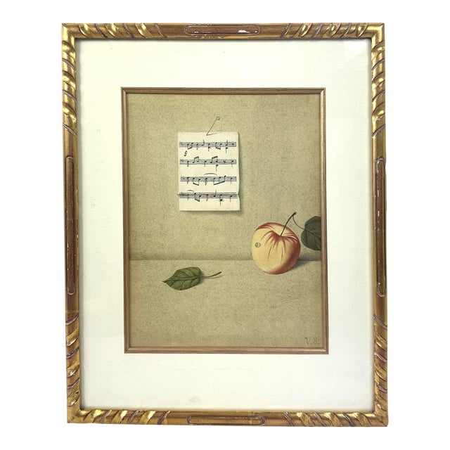 Late 20th Century Original Modernist Still Life Painting in Carved Giltwood Frame For Sale