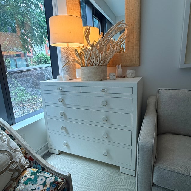 Villa & House Frances Chiffon White Lacquered Grasscloth Dresser For Sale - Image 9 of 9