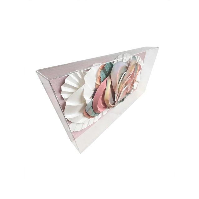 Mid-Century Modern Vintage 1980s Postmodern Don Bowman Incased Lucite Acrylic Paper Wall Art Sculpture Signed Mid Century Modern For Sale - Image 3 of 12