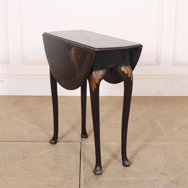 Brown Small Chinoiserie Dropleaf Lamp Table, 1920s For Sale - Image 8 of 8