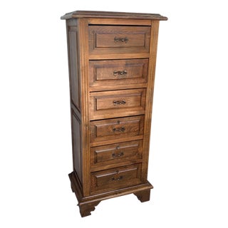 20th Century Spanish Carved Pine Tuscan Six Drawers Chiiffonier with Locks For Sale