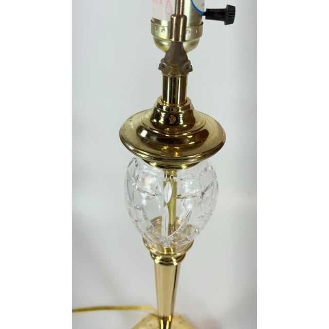 Contemporary Vintage Brass & Crystal Table Lamp Neoclassical Hollywood Regency 29" Tall For Sale - Image 3 of 12