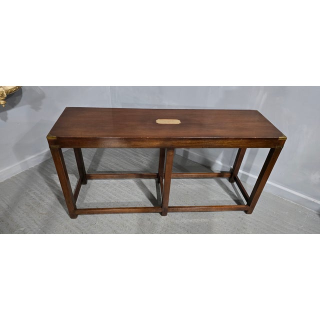 Vintage Mahogany Campaign Console Table, 1920 For Sale - Image 9 of 10