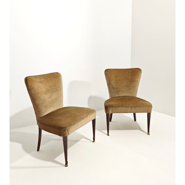 Brown Velvet Armchairs, Italy, 1960s, Set of 2 For Sale - Image 8 of 11