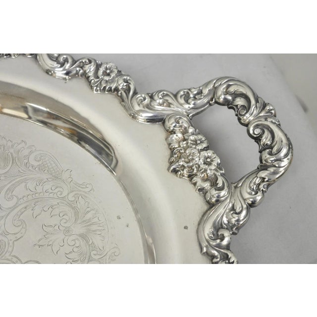 Vintage Poole 400 Lancaster Rose Silver Plated Bar Serving Platter Tray on Feet For Sale In Philadelphia - Image 6 of 15