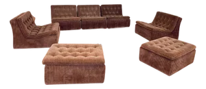 Modular Sectional Sofa in Velvet from Dux, 1970s, Set of 7