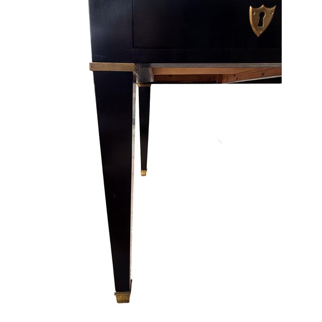 Large French Louis XVI Ebonized Writing Table or Desk With Embossed Leather Top For Sale - Image 15 of 15