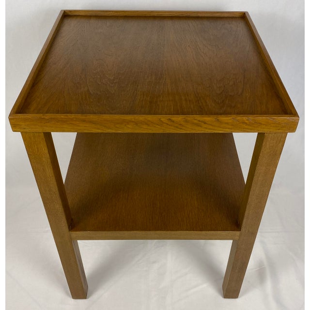 Mid-Century Modern Pair of Oak Two Tiered End/Side Tables Attributed to Ed Wormley For Sale - Image 3 of 7