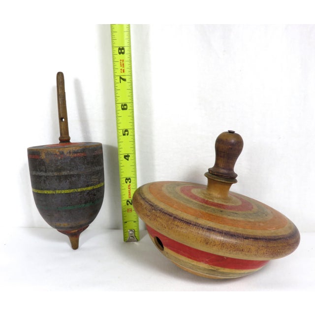 Antique Wood Spinning Top Toys a Pair Chairish