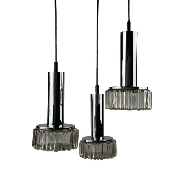 Flame Cascade Lamp in Chrome Glass by Staff Leuchten, Germany, 1970s For Sale