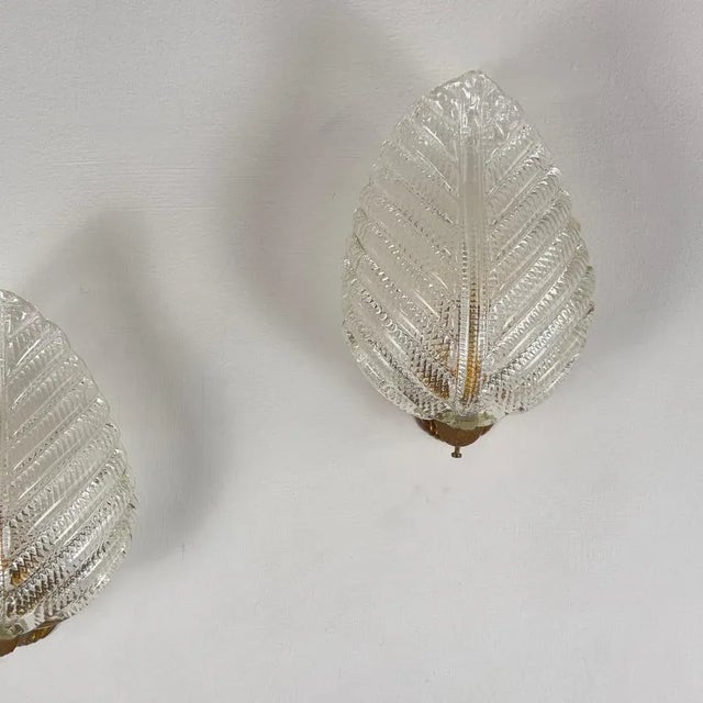 Ribbed Leaf Wall Light by Barovier & Toso, 1940 For Sale - Image 14 of 18