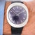 1970s Patek Philippe "Jumbo Ufo" Automatic Steel Purple 35mm Dial Leather Strap Watch For Sale - Image 9 of 9