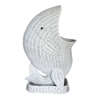 Mid 20th Century Vintage Wicker Whale Basket For Sale