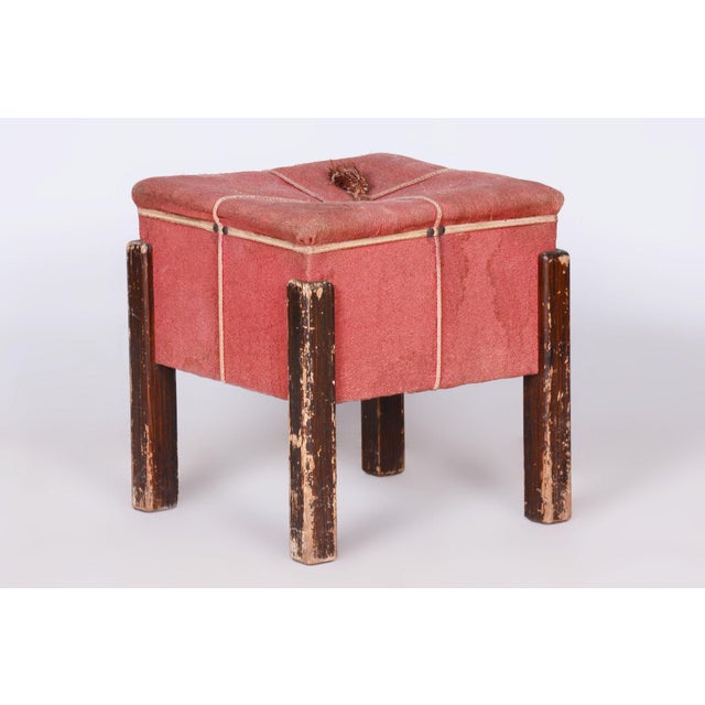Czech Art Deco Stool in Beech, 1920s For Sale - Image 6 of 8