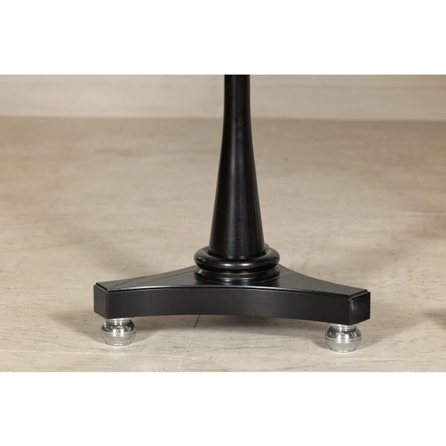 Black Black Marble Top Gueridon Tables with Silver Metal Ball Feet - A Pair For Sale - Image 8 of 12