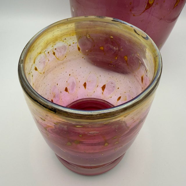 Red Handmade Iridescent Peacock Glass Vases from Eisch, 1970s, Set of 2 For Sale - Image 8 of 15