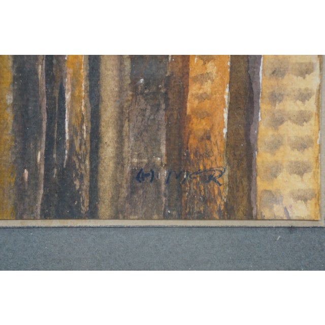 Mid Century Helen McRae New York Skyline Watercolor Cityscape Paintings 10" For Sale - Image 6 of 9