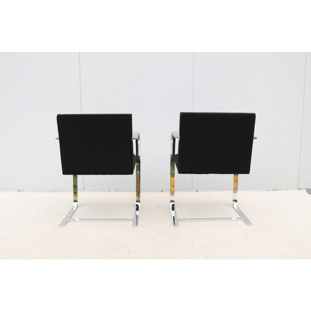 Ludwig Mies Van Der Rohe Brno Flat Bar Chairs in Black Fabric by Gordon - A Pair For Sale - Image 11 of 18