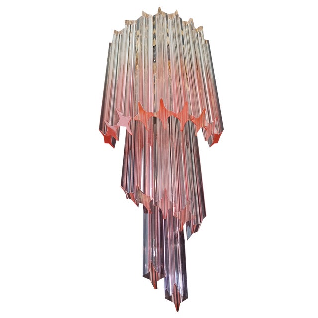 Vintage Murano Wall Sconce with 32 Quadriedri Trasparent and Pink Prism, 1990s, Set of 2 For Sale