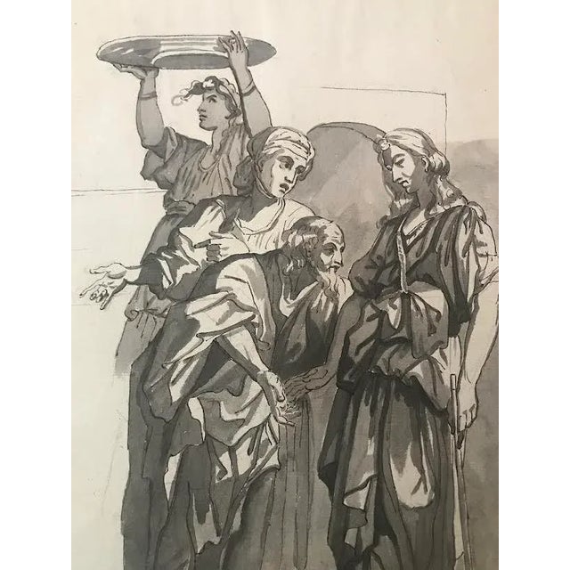 Antique Old Master Ink and Wash Drawing Figures 17th Century For Sale - Image 4 of 7
