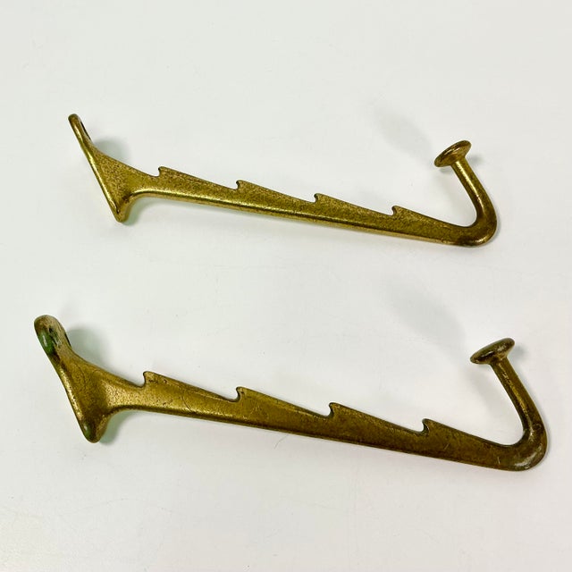 1940s 1940s Vintage Boho Chic Art Deco Metal Wall Mounted Stacking Hooks - A Pair. For Sale - Image 5 of 9