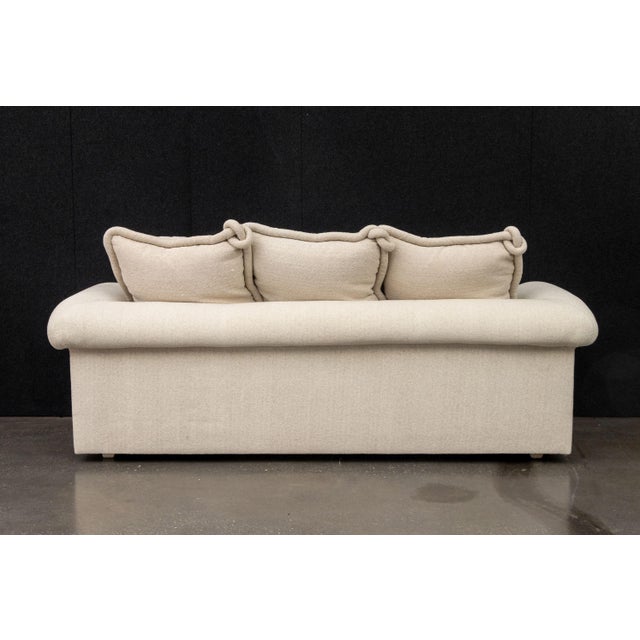 Textile Modern Beige Upholstered Three-Seat Sofa For Sale - Image 7 of 7