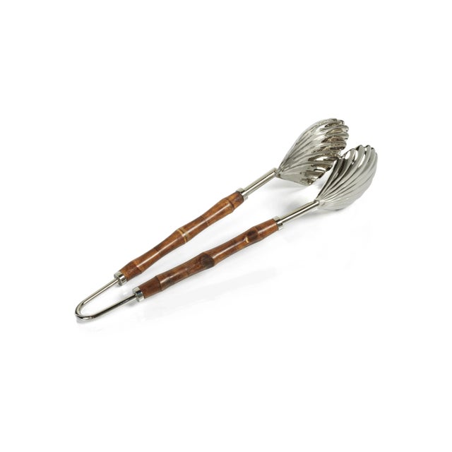 Coastal Treviso Bamboo and Nickel Server Shell Tong For Sale - Image 3 of 3