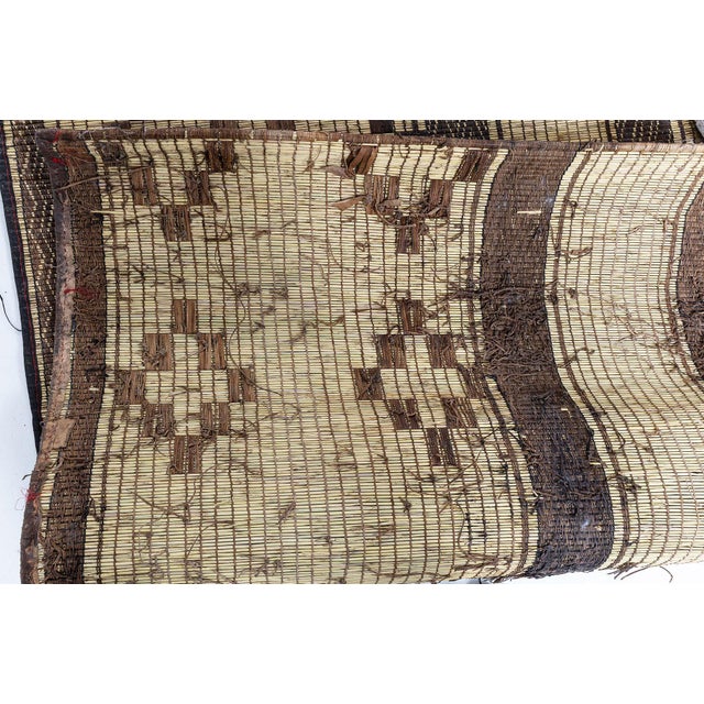 Beige Moroccan Vintage Beige With Brown Carpet Reed And Leather Tuareg For Sale - Image 8 of 8